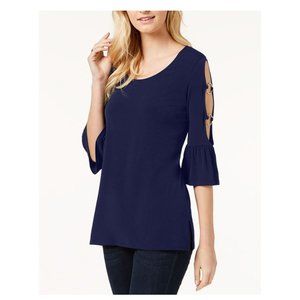 JM Collection Women's 3/4 Ruffled Sleeve Top - L